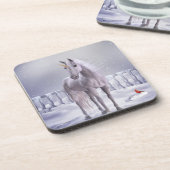 Unicorn in de sneeuw drankjes onderzetter (Linkerzijde)