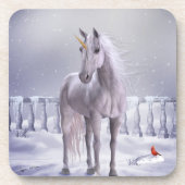 Unicorn in de sneeuw drankjes onderzetter (Voorkant)