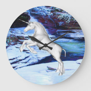 Unicorn in de sneeuw grote klok