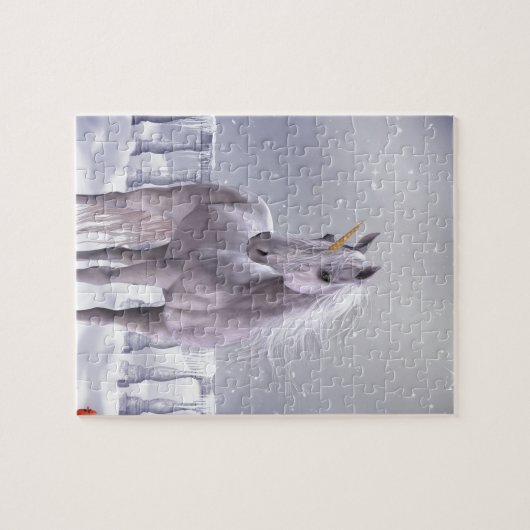 Unicorn in de sneeuw legpuzzel (Horizontaal)