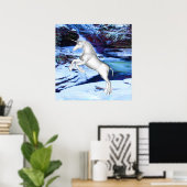 Unicorn in de sneeuw poster (Thuiskantoor)