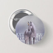 Unicorn in de sneeuw ronde button 5,7 cm (Voorkant /achterkant)