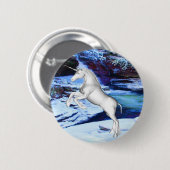 Unicorn in de sneeuw ronde button 5,7 cm (Voorkant /achterkant)