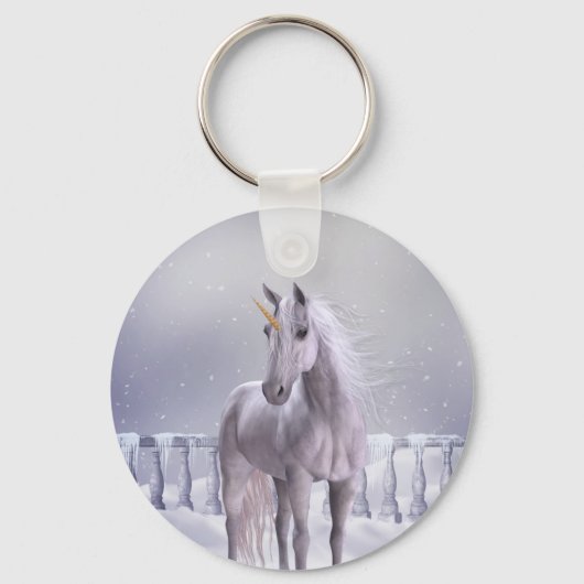 Unicorn in de sneeuw sleutelhanger (Voorkant)