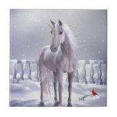 Unicorn in de sneeuw tegeltje (Voorkant)