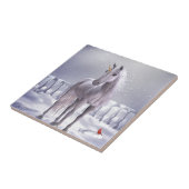 Unicorn in de sneeuw tegeltje (Zijkant)
