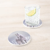 Unicorn in de sneeuw zandsteen onderzetter (Zijkant)