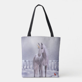 Unicorn in de Sneeuwall-Over-Print Canvas tas