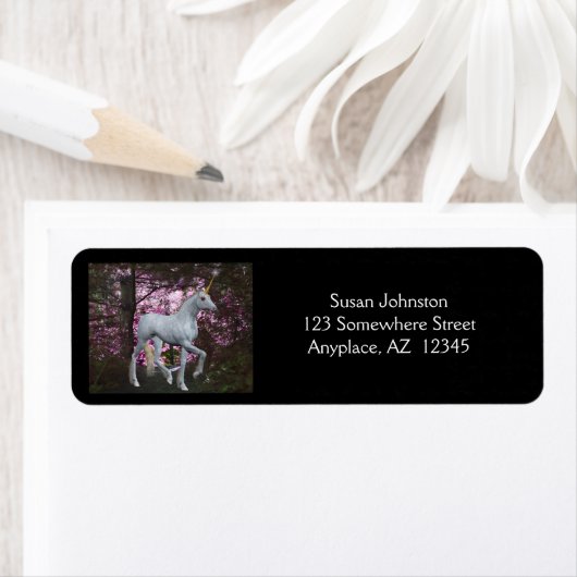 Unicorn in Forest Fantasy Address Etiket (Insitu)