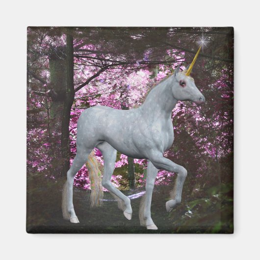 Unicorn in Forest Fantasy Magnet (Voorkant)