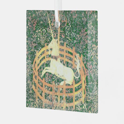 Unicorn in gevangenschap glas ornament (Voorkant links)