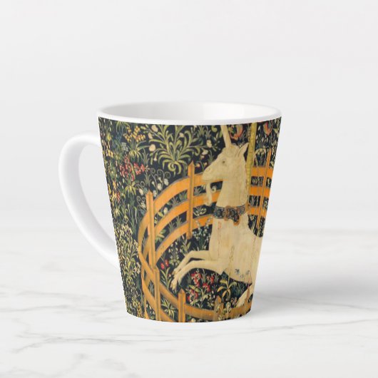 Unicorn in gevangenschap latte mok (Linkerhoek)