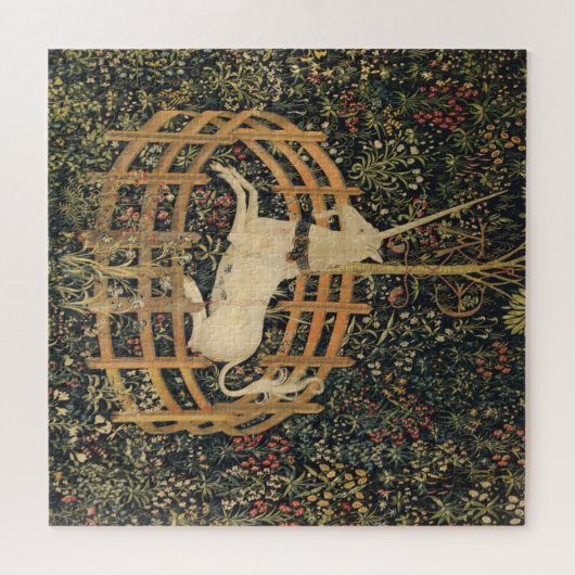 Unicorn in gevangenschap, middeleeuwse  tapijten legpuzzel (Horizontaal)
