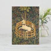 Unicorn in gevangenschap save the date (Staand voorkant)