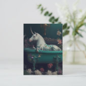 Unicorn in het Bathtub-Briefkaart Briefkaart (Staand voorkant)