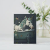 Unicorn in het Bathtub-Briefkaart Briefkaart (Staand voorkant)
