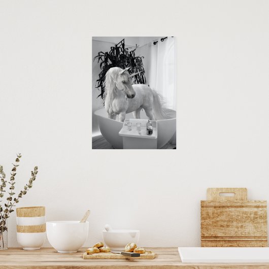 Unicorn in het Bathtub-Poster Poster (Keuken)