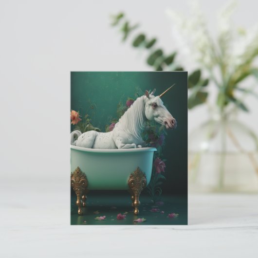Unicorn in het Briefkaart Tub (Staand voorkant)