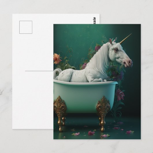 Unicorn in het Briefkaart Tub (Voorkant / Achterkant)