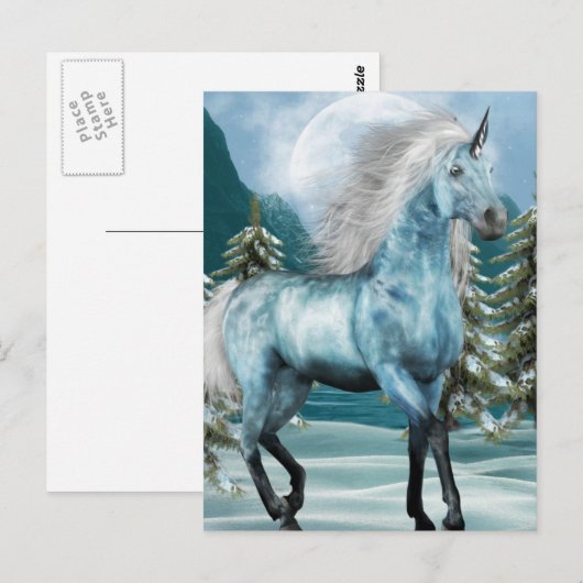 Unicorn in Moonlight Briefkaart (Voorkant / Achterkant)