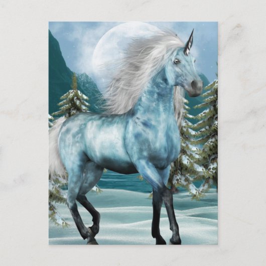 Unicorn in Moonlight Briefkaart (Voorkant)