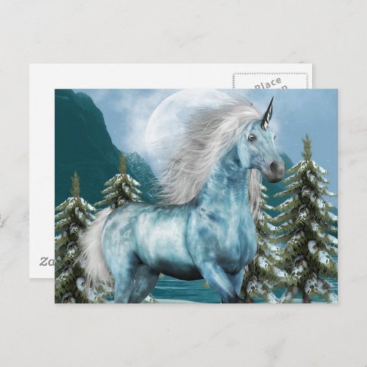 Unicorn in Moonlight Briefkaart (Voorkant / Achterkant)