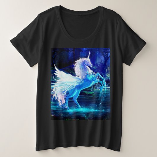 Unicorn in Moonlight Pegasus Vrouwen Grote Maat T-shirt (Design voorkant)