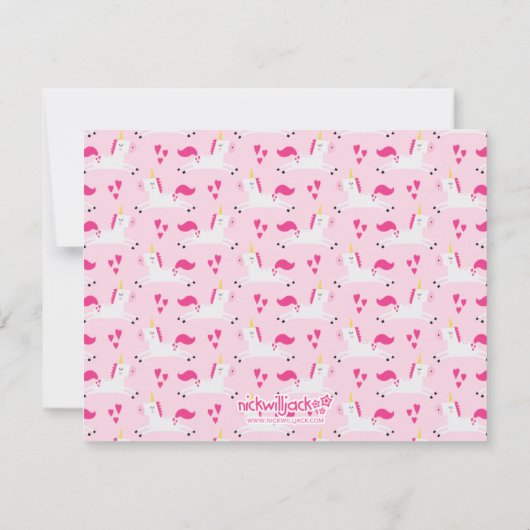 Unicorn in Pinks met hart Notitiekaartje (Achterkant)