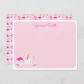 Unicorn in Pinks met hart Notitiekaartje (Voorkant / Achterkant)
