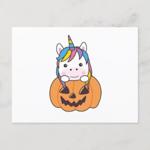 Unicorn in pomkin Cute Unicorns Happy Halloween Briefkaart