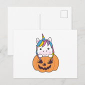 Unicorn in pomkin Cute Unicorns Happy Halloween Briefkaart (Voorkant / Achterkant)