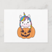 Unicorn in pomkin Cute Unicorns Happy Halloween Briefkaart (Voorkant)