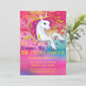 Unicorn in Rainbow Cloud Birthday Kaart (Staand voorkant)