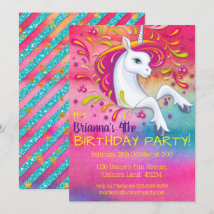 Unicorn in Rainbow Cloud Birthday Kaart