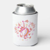 Unicorn in Roze en Oranje Blikjeskoeler (Blikje Voorkant)