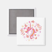 Unicorn in Roze en Oranje Magneet (Voorkant / Achterkant)