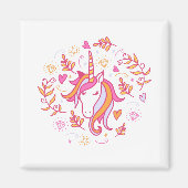 Unicorn in Roze en Oranje Magneet (Voorkant)