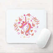 Unicorn in Roze en Oranje Muismat (Met muis)