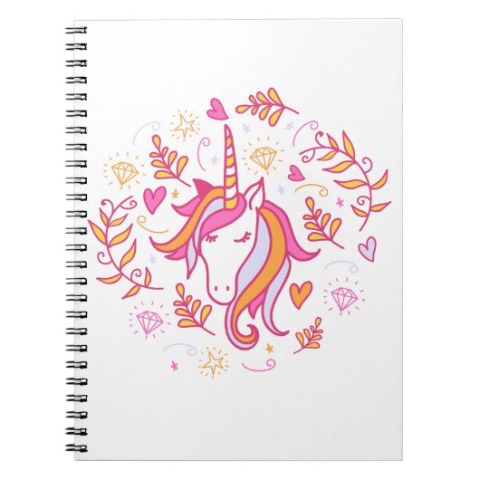 Unicorn in Roze en Oranje Notitieboek (Voorkant)