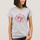 Unicorn in Roze en Oranje T-Shirt (Voorkant)