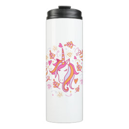 Unicorn in Roze en Oranje Thermosbeker
