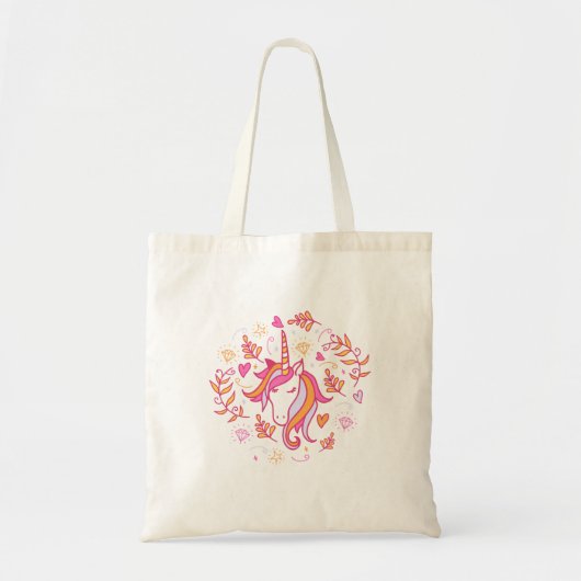 Unicorn in Roze en Oranje Tote Bag (Voorkant)
