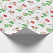 Unicorn in Scarf-kerstinpakpapier Cadeaupapier (Hoek)