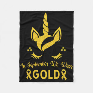 Unicorn in september Draag we Gold Childhood Cance Fleece Deken