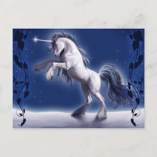 Unicorn in Snow Fantasy Post Card Briefkaart