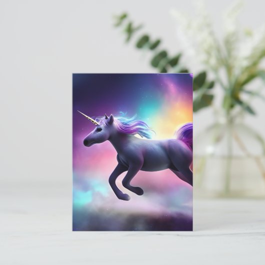 Unicorn in Space Briefkaart (Staand voorkant)