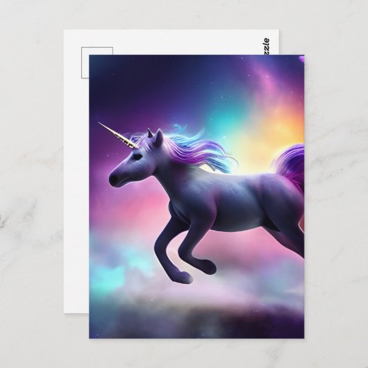 Unicorn in Space Briefkaart (Voorkant / Achterkant)