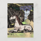 "Unicorn in the Mountains" gekleurd Briefkaart (Voorkant)