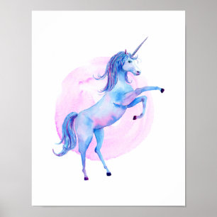 Unicorn in Waterverven Poster