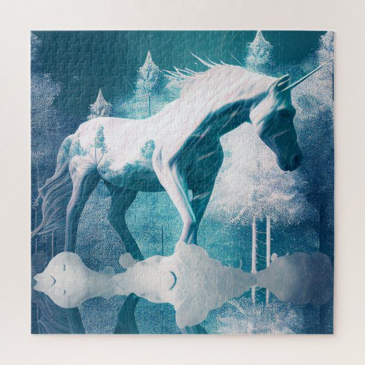 Unicorn in Winter Puzzle Legpuzzel (Verticaal)